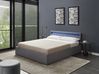 Ottoman Bed with LED ARMELLE Fabric Dark Grey 160 x 200 cm (EU King Size)