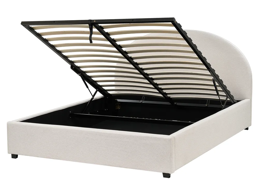 Ottoman Bed VAUCLUSE Fabric Light Beige 160 x 200 cm (EU King Size)
