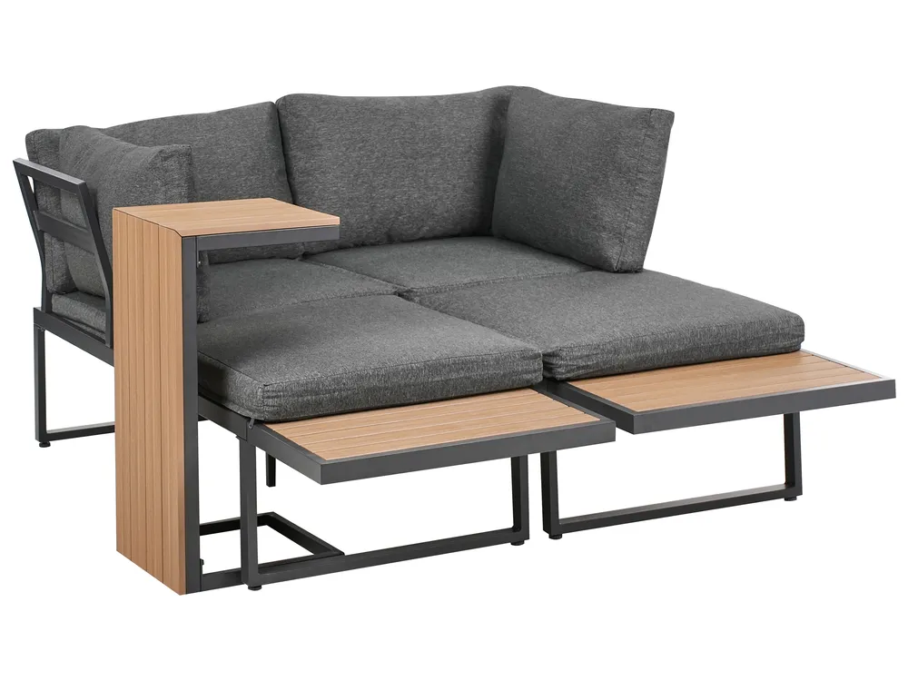 Garden Corner Sofa with Table 4 Seater PIENZA Light Brown/ Grey Left Hand_1003088