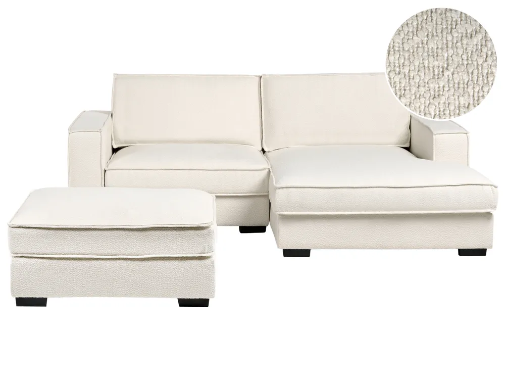 Corner Sofa KOLDING with Ottoman Boucle Light Beige Left Hand