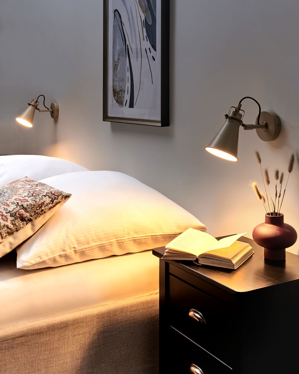 Sett med 2 vegglamper MOYOLA Justerbar Metall Beige