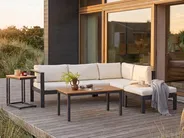 Garden Corner Sofa with Table 5 Seater MESSINA Grey/ Beige Left Hand_878110