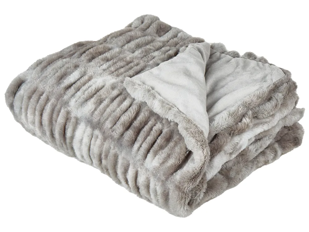 Bedspread MACODES Faux Fur 150 x 200 cm Grey