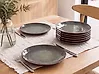 Set med 8 middagstallrikar THYME Stengods Mörkgrön 28 cm