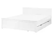 Bed with 2 Drawers SABRAN Pine Wood White 160 x 200 cm (EU King Size)_1061291