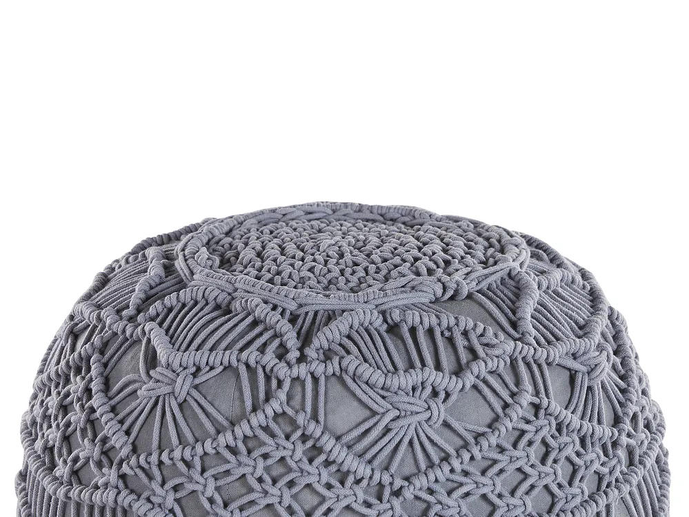 Pouffe Macramé KAYSERI Cotton Grey_801207