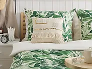 Set of 2 Decorative Cushions VAYALI 45 x 45 cm Cotton Beige Striped_1179455