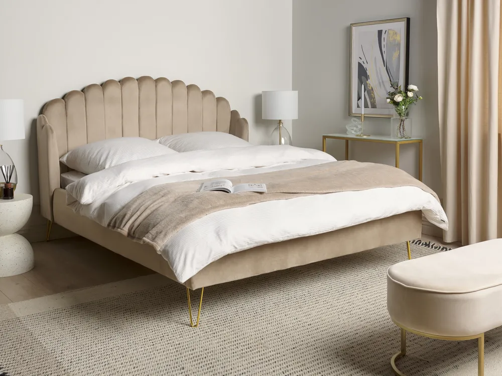 Bed Velvet AMBILLOU 160 x 200 cm (EU King Size) Taupe