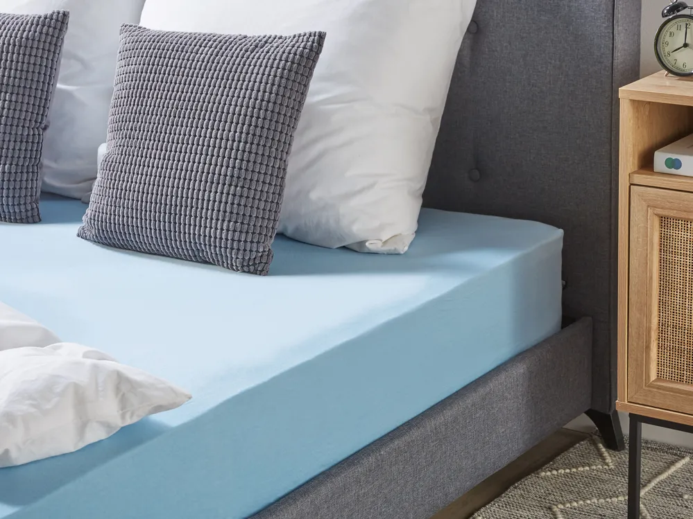 Fitted Sheet HOFUF 180 x 200 cm Cotton Light Blue