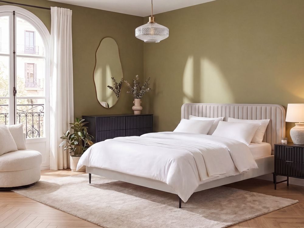 Sänky Sametti BRIN 180 x 200 cm Beige