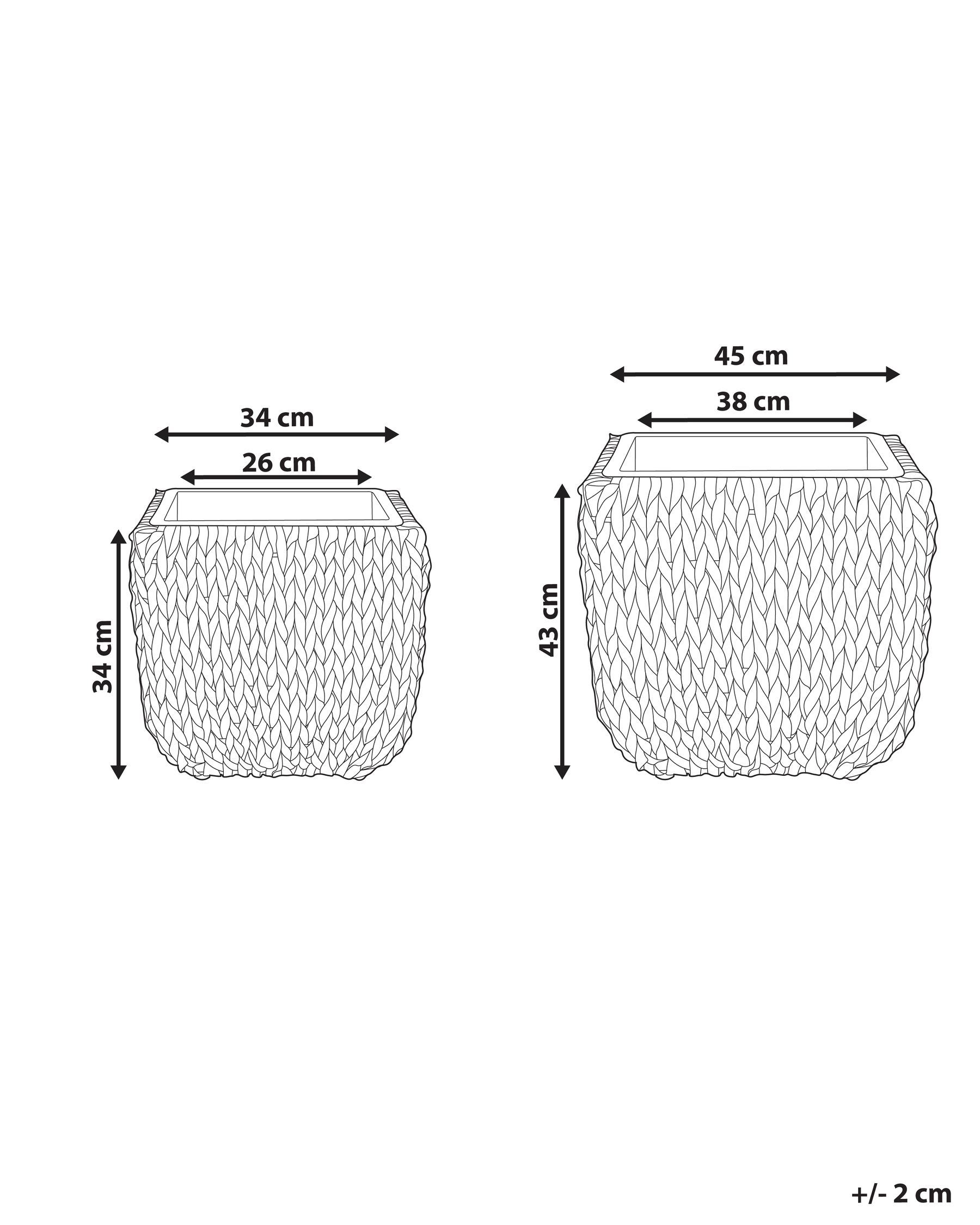 Set of 2 Plant Pots BERBERIS 34/45 cm PE Rattan Black_897160