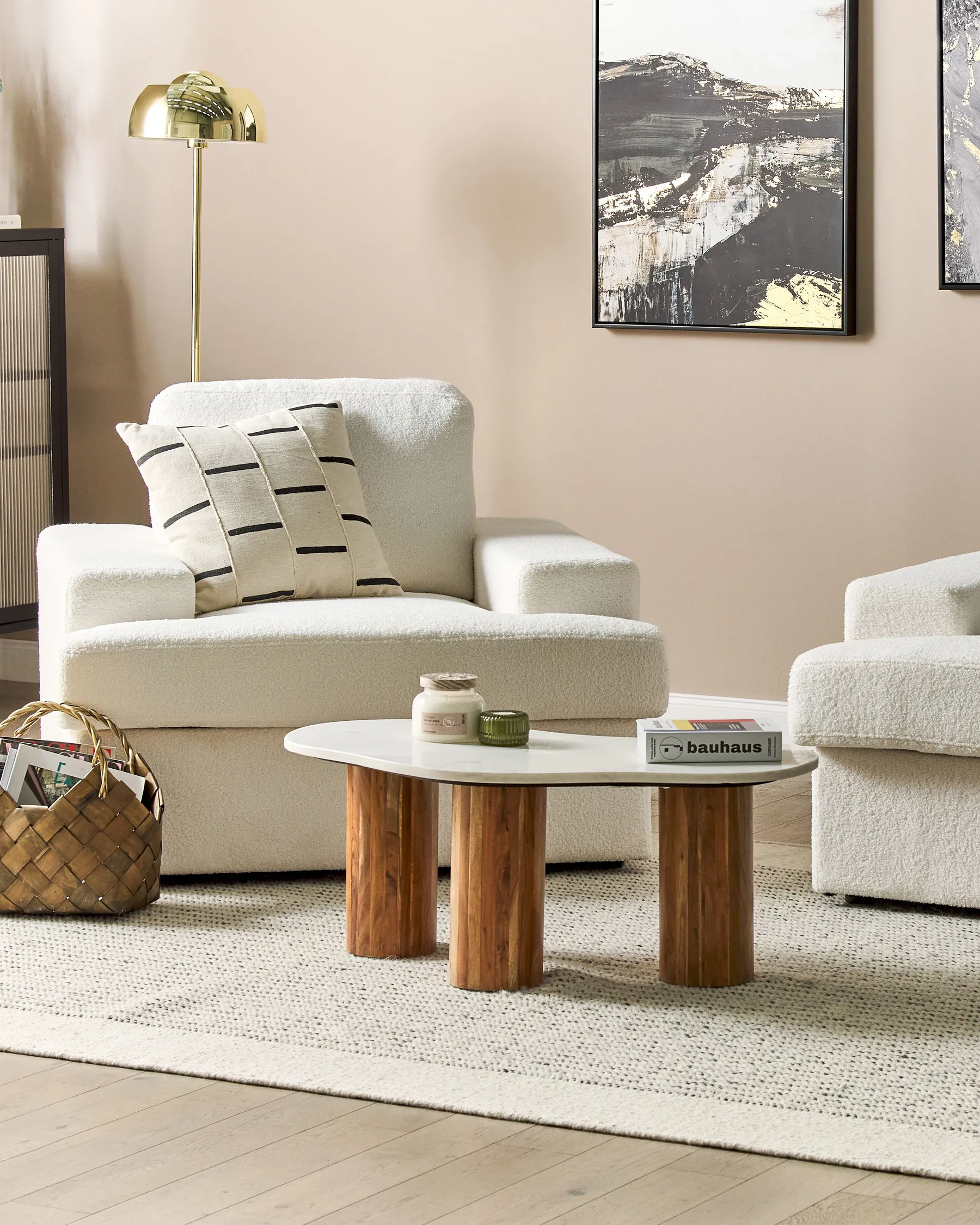 Set of 2 Armchairs ALLA Boucle Off-White_893999