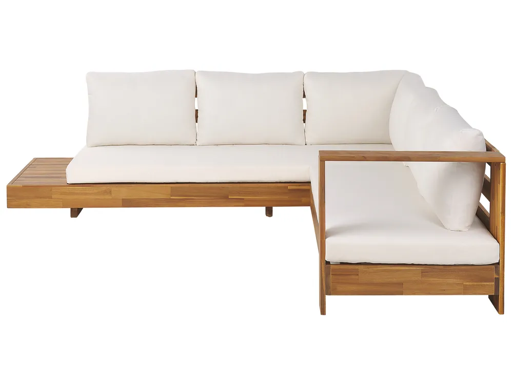 Garden Corner Sofa with Table 5 Seater MARETTIMO Certified Acacia Wood Brown Left Hand_953811
