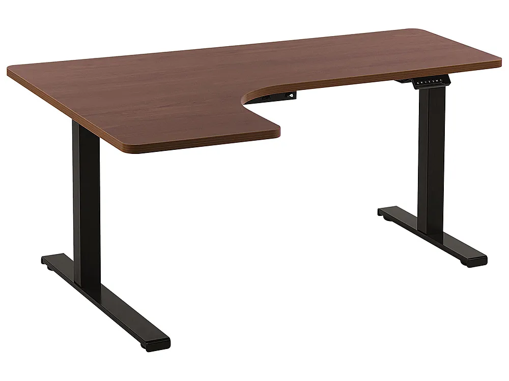 Kulmatyöpöytä sähkösäädettävä DESTIN 160 cm 110 cm Ruskea/musta Vasen