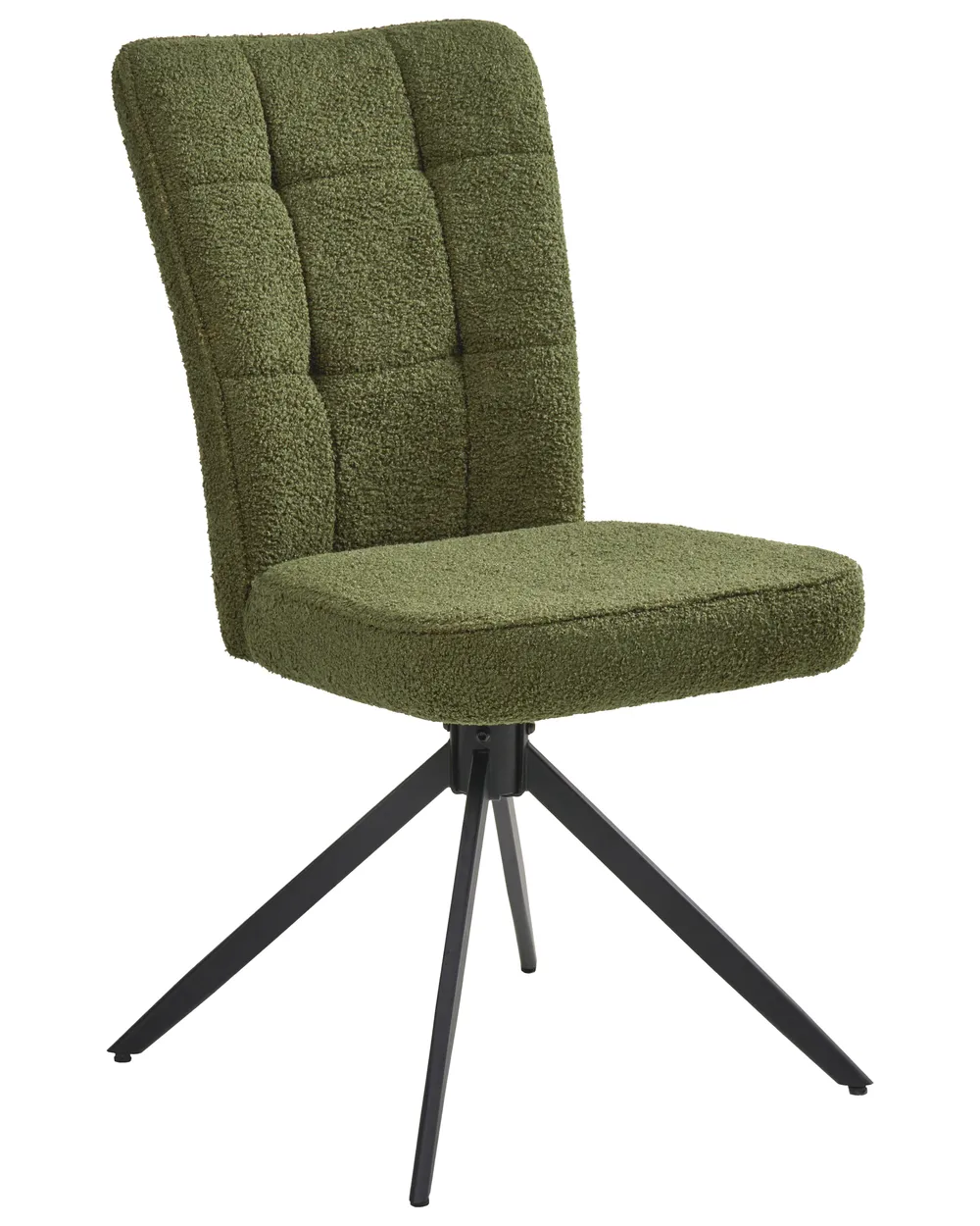 Set of 2 Dining Chairs Swivel RYAN Boucle Green_1042435