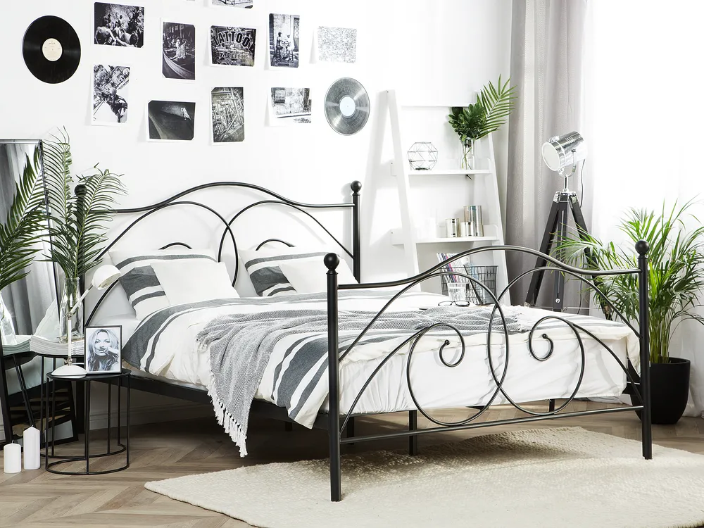 Bed Metal DINARD 140 x 200 cm (EU Double) Black