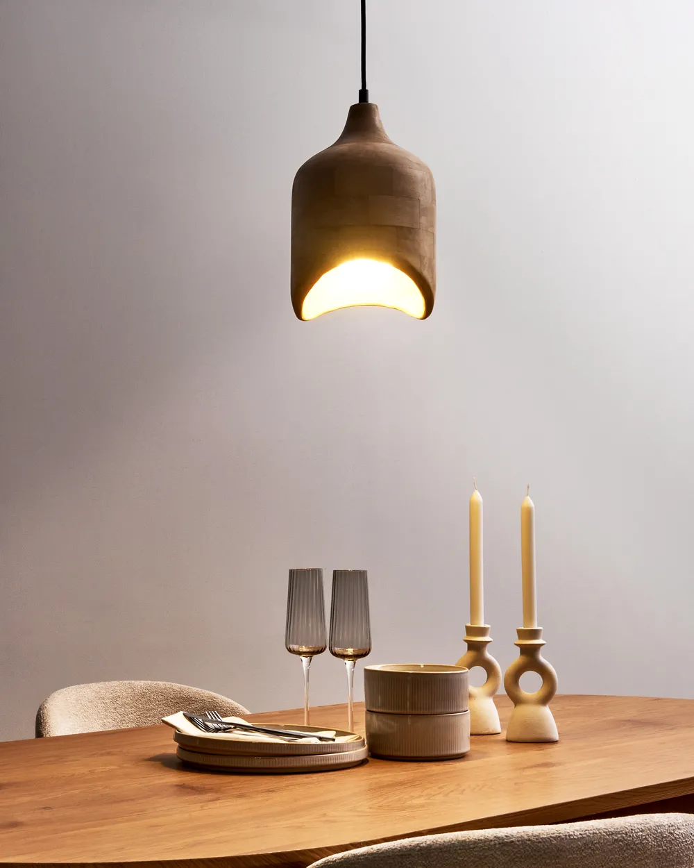 Pendant Lamp PANDU Mango Wood Light Brown