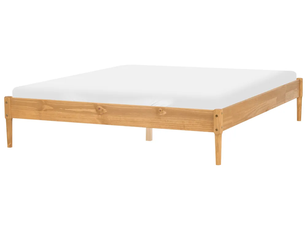 Bed without Headboard Pine Wood VEYRAC 160 x 200 cm (EU King Size) Light Brown