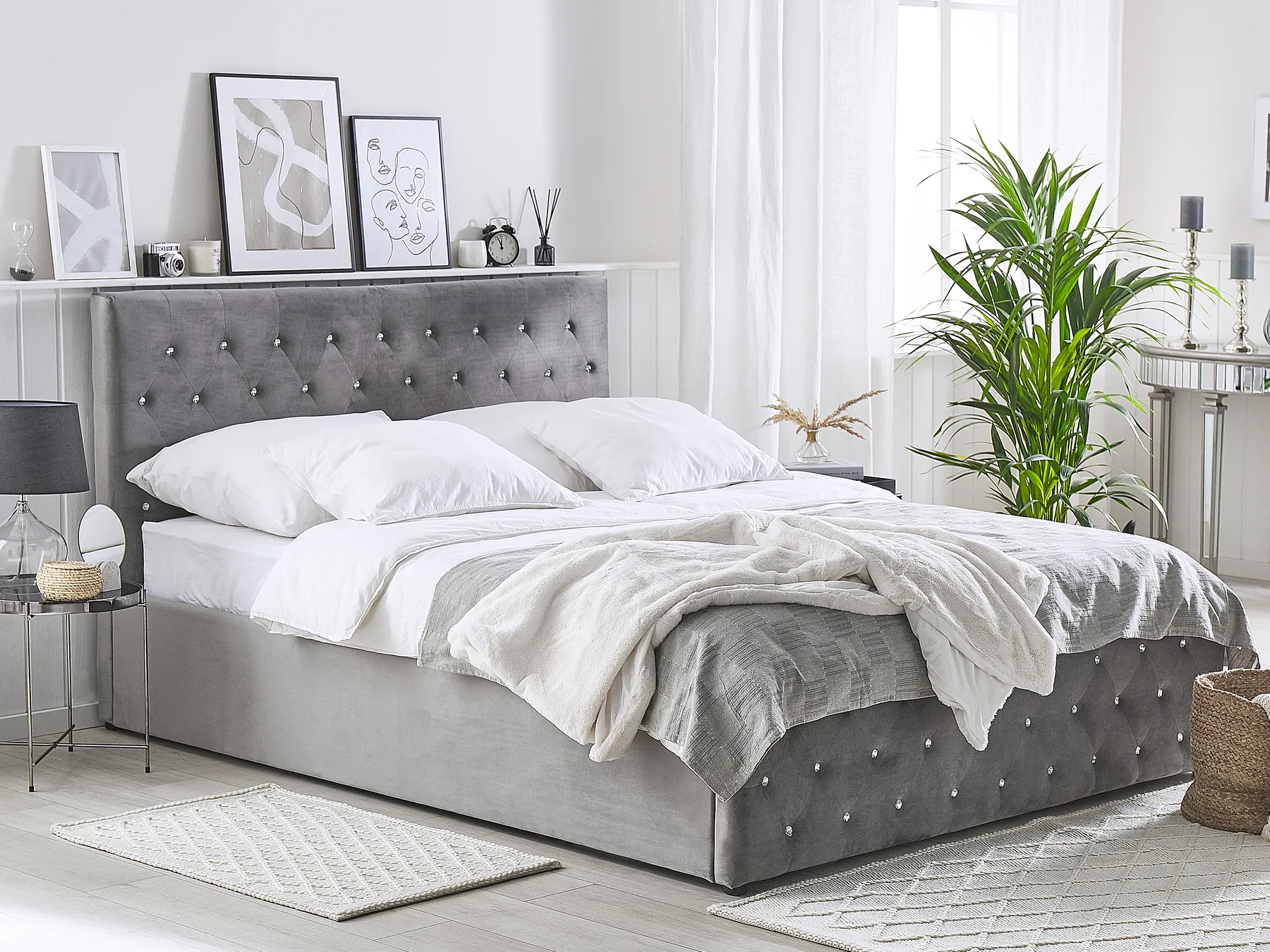Ottoman Bed AMIENS Velvet Grey 140 x 200 cm (EU Double)_791227