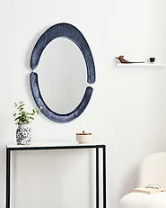 Väggspegel MASSAY 53 cm 90 cm Sammet Mörkblå_1183994
