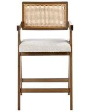 Set of 2 Bar Chairs AVA Wood Brown/ Light Beige_1060606