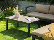 Garden Corner Sofa with Table 5 Seater MESSINA Metal Sand Beige Left Hand_932142