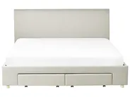 Bed with Storage Drawers SOUTRIN Fabric Beige 180 x 200 cm (EU Super King)_993440