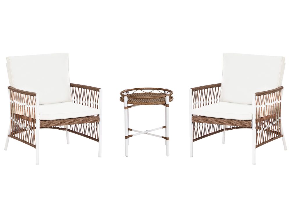 Bistro Set with Cushions LEVICO Metal White