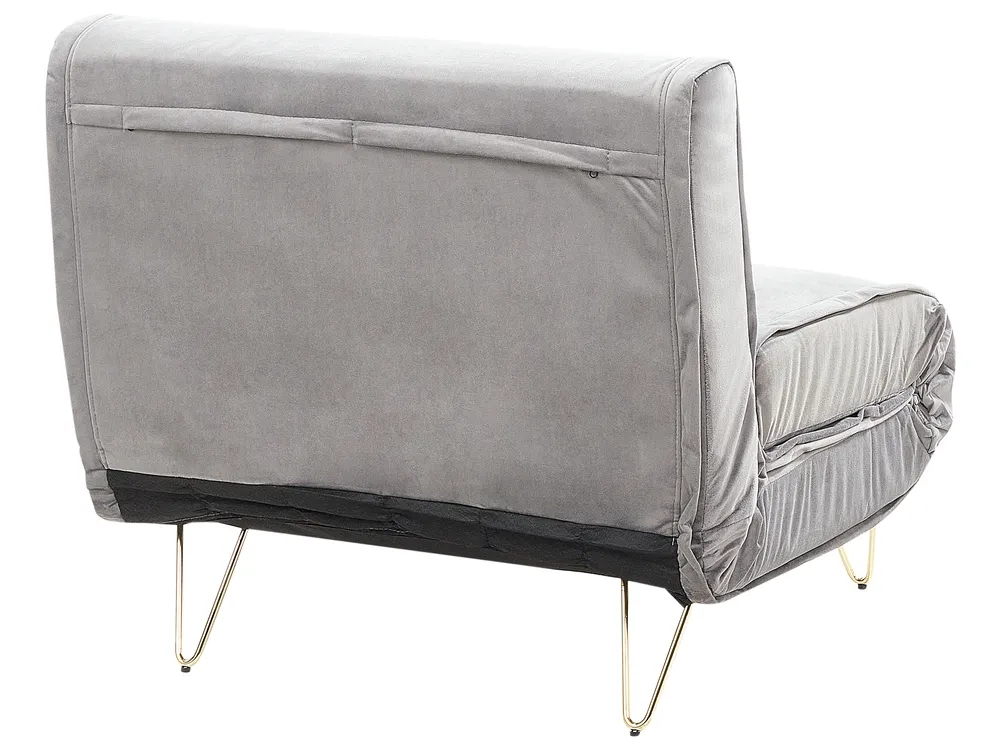 Single Sofa Bed VESTFOLD Velvet Grey_808677