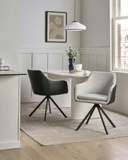 Set of 2 Dining Chairs LITHIA Fabric Black/ White_1015771