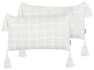 Set med 2 prydnadskuddar DOURIS 30 x 60 cm Ljusbeige Rutigt tryck_902368