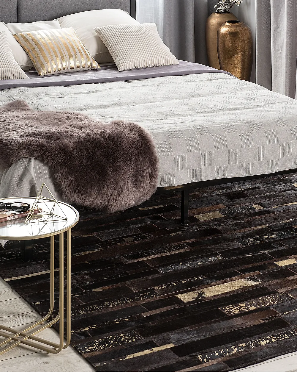 Rug ARTVIN Brown 200 x 200 cm Leather_1176391