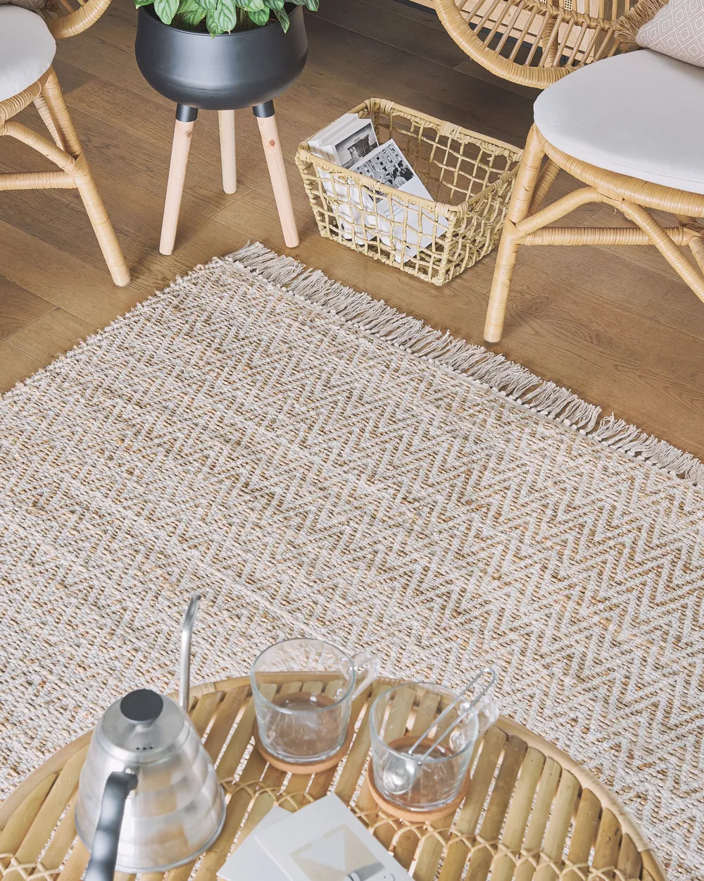 Rug AFRIN Beige 140 x 200 cm Jute