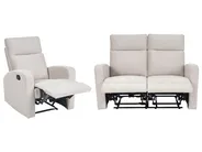 Manual Recliner Living Room Set 3 Seater VERDAL Velvet Beige_1081152