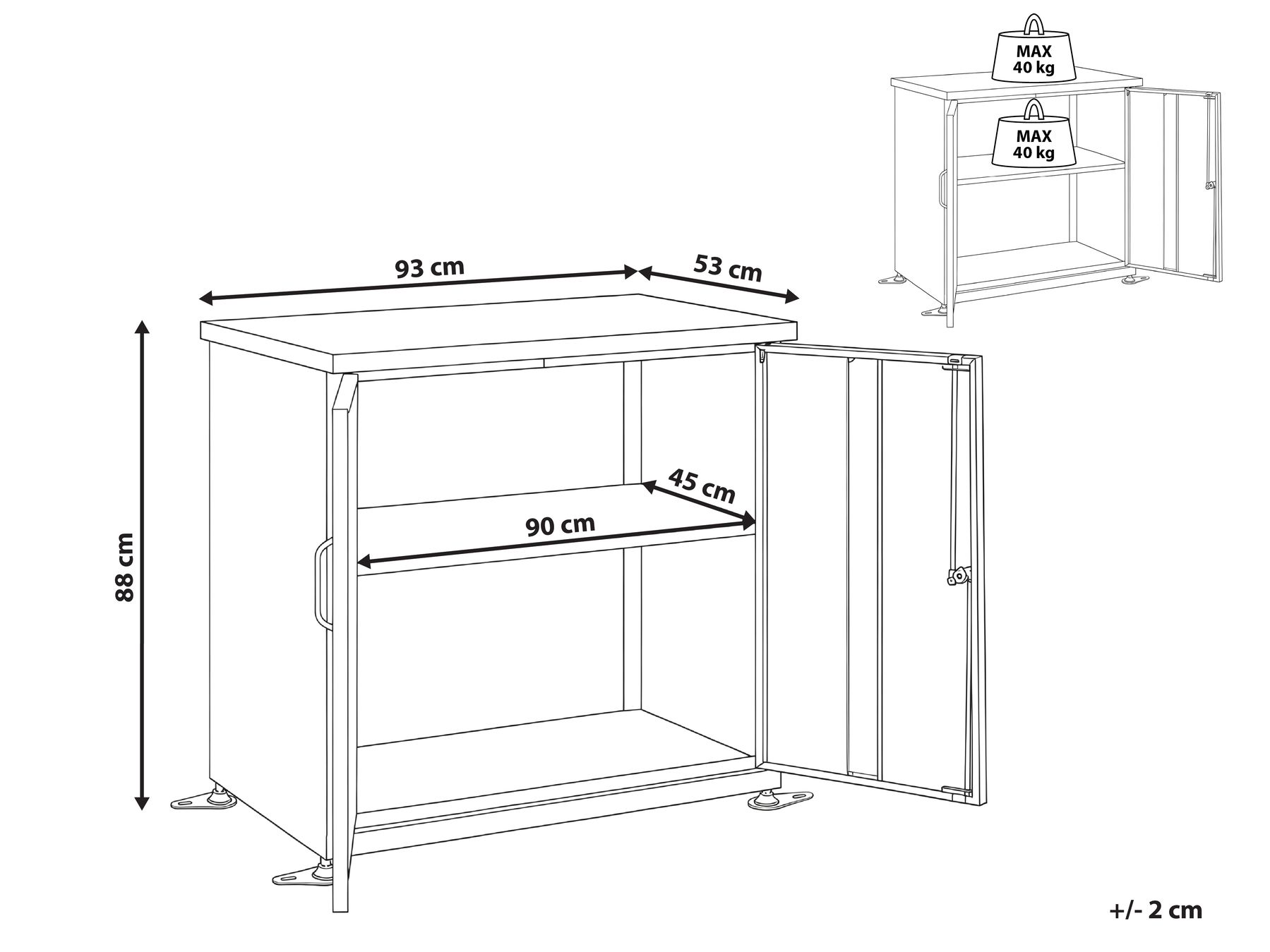 Puutarhakaappi DORGALI 93 cm 88 cm Metalli Grafiitinharmaa_1131597