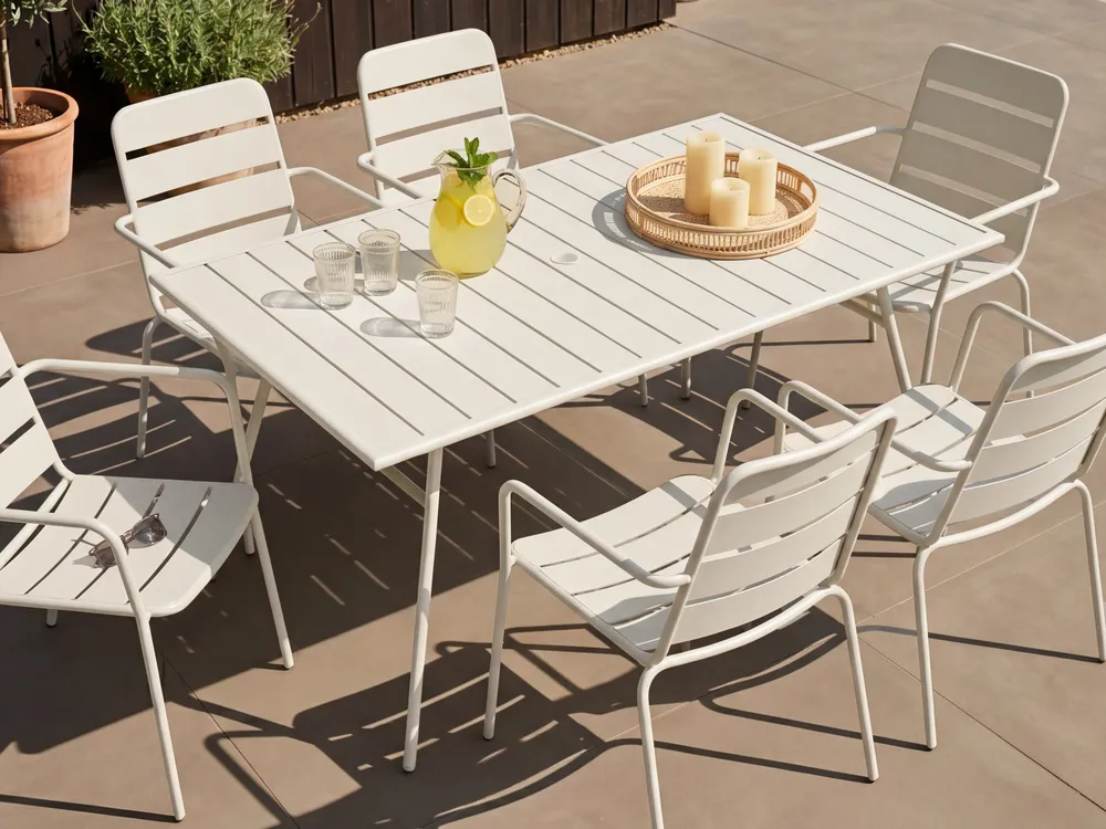 Garden Dining Table TERENZO 160 cm 90 cm Metal Light Beige
