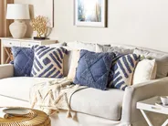 Set of 2 Decorative Cushions JACARANDA 45 x 45 cm Cotton Blue Geometric Pattern_838685