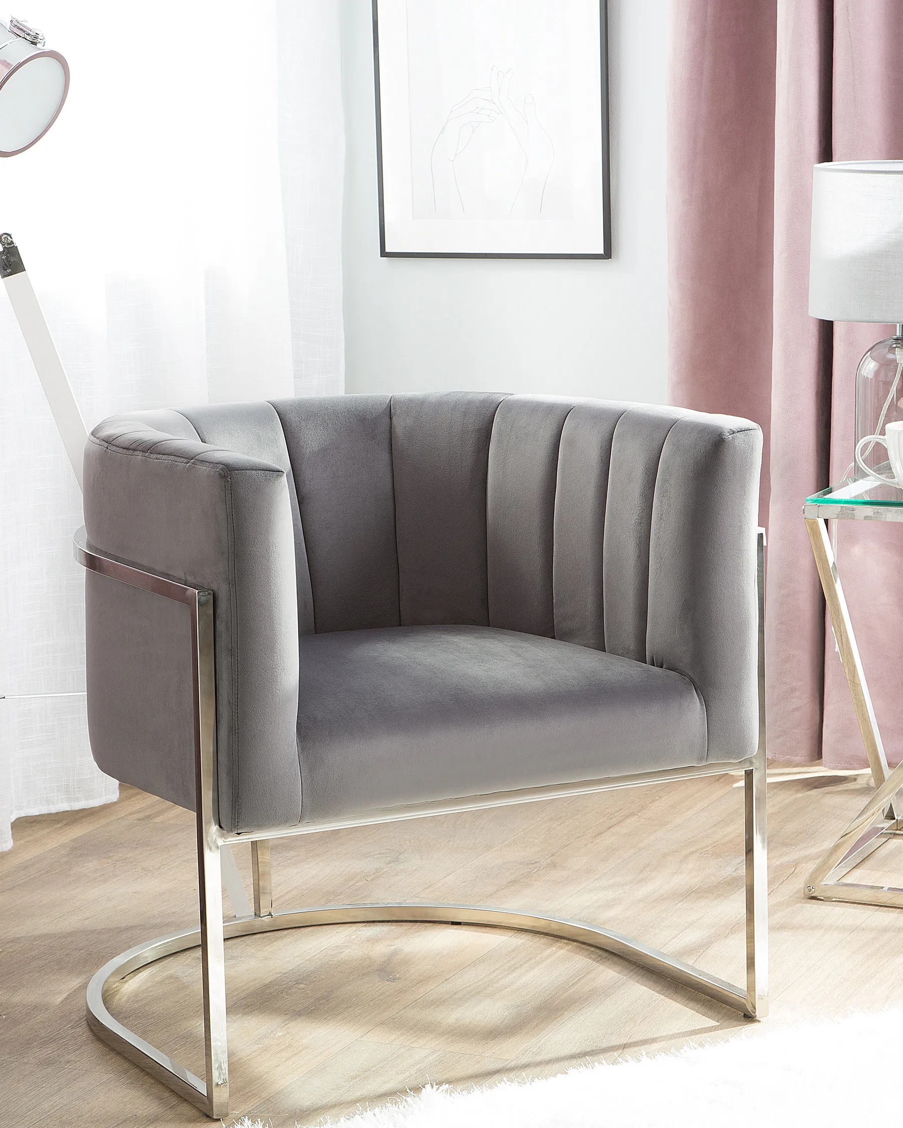 Armchair LARVIK Velvet Grey_747079