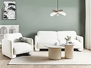 Living Room Set 4 Seater SALAND Fabric White_1176525