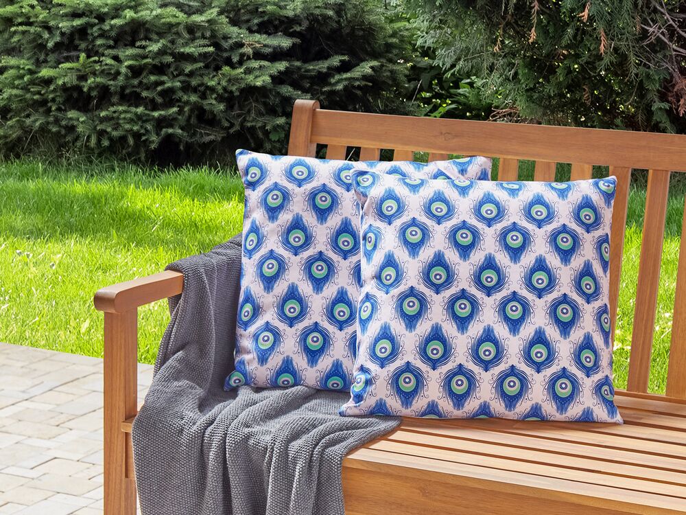 Set med 2 utomhusdynor CERIANA Djurtryck 45 x 45 cm Blå
