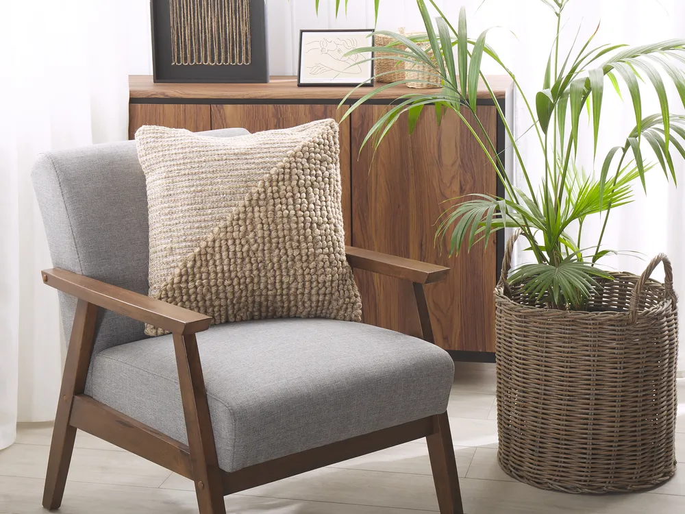 Set of 2 Decorative Cushions ASLANAPA 45 x 45 cm Cotton Beige Solid