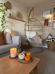 Hanging Chair with Stand ALBA PE Rattan Natural_834419