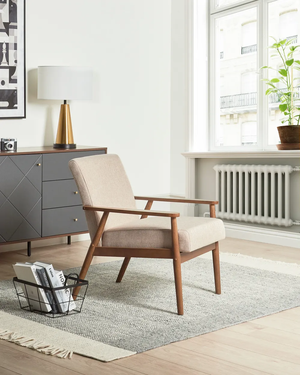 Armchair ESRUM Fabric Dark Brown/ Beige