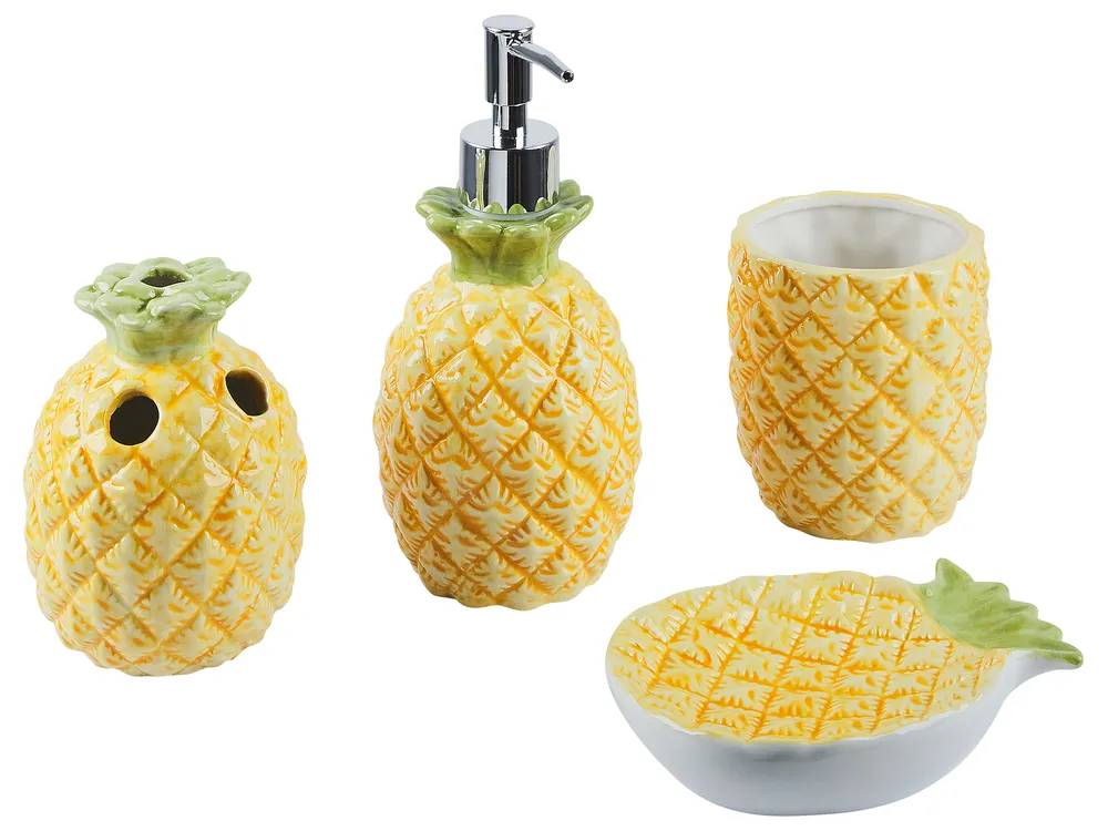 4-Piece Bathroom Accessories Set MAICAO Ceramic Yellow