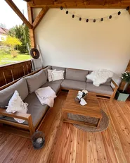 Garden Corner Sofa with Table 5 Seater TIMOR Modular Certified Acacia Wood Light Brown_905772