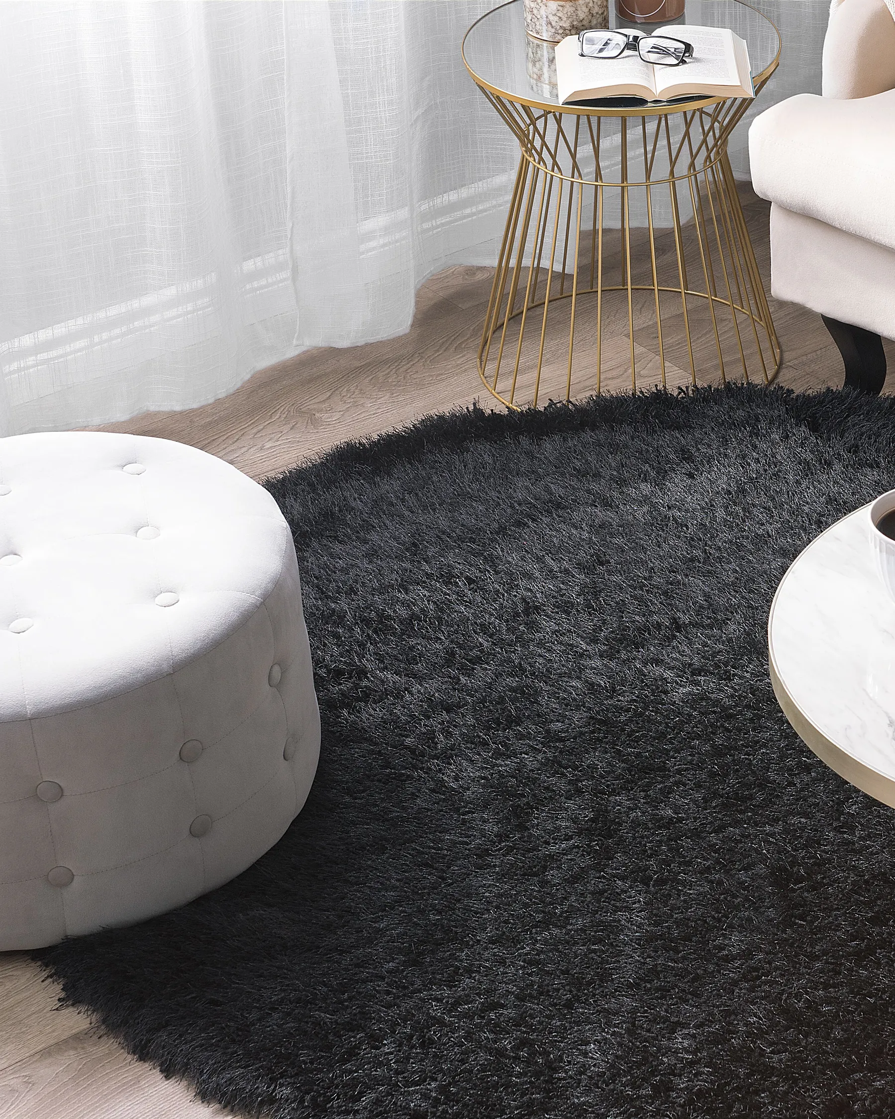 Shaggy Rug CIDE Black ø 140 cm_746994