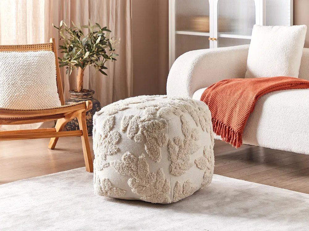 Pouffe Tufted MULTAN Cotton Beige
