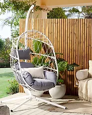 Hanging Chair with Stand ADRIA Metal White_1179365