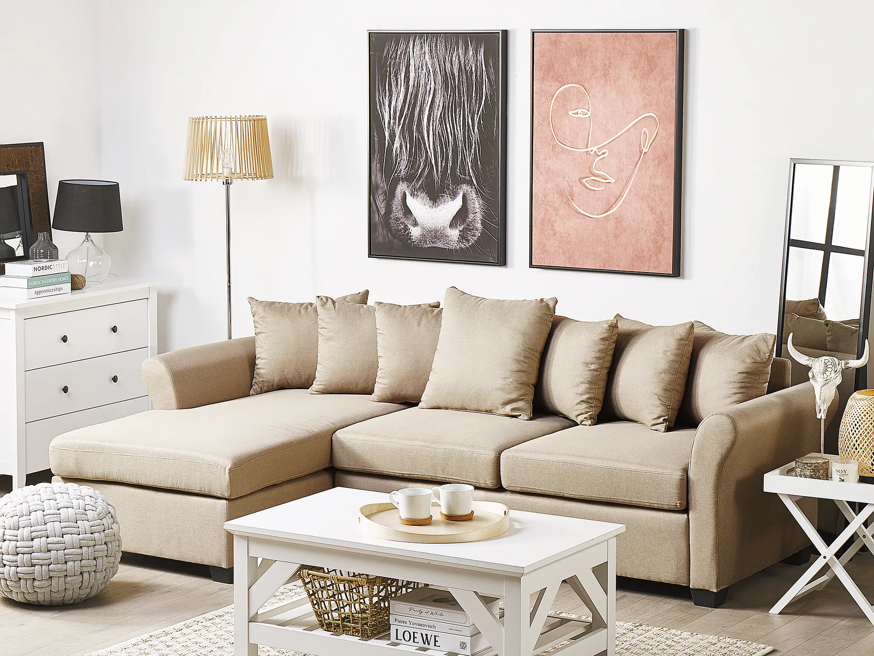 Kulmasohva 3-istuttava VIKNA Kangas Beige Oikea_786594