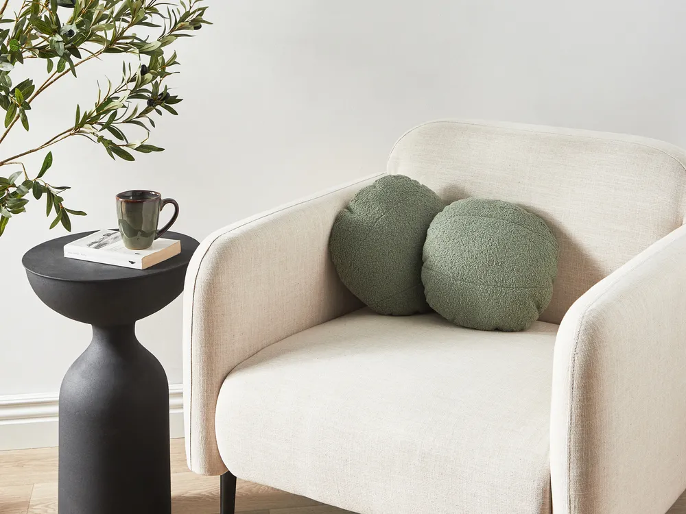 Set of 2 Decorative Cushions RUTABAGA 30 x 30 cm Boucle Green Solid